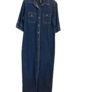 Lauren Ralph Lauren Dark Blue Denim Midi Shirt Dress